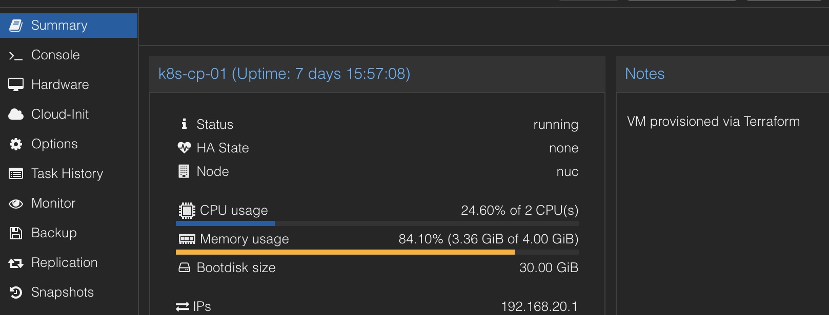 VM deployed on Proxmox